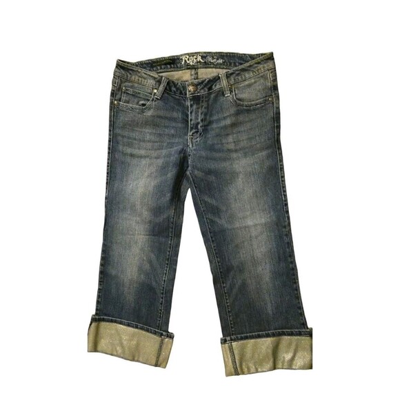 Rock 47 Wrangler Capri Jeans 5/6 Contrast Glitter Cuffs Rockabilly Hip‎ Hop - Picture 1 of 6